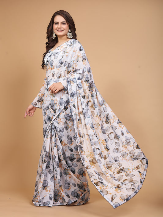 MK WOMEN'S Ready To Wear (1 Min saree) Georgette Saree Digital Printed Saree With Unstitched Blouse Piece Pack Of 1