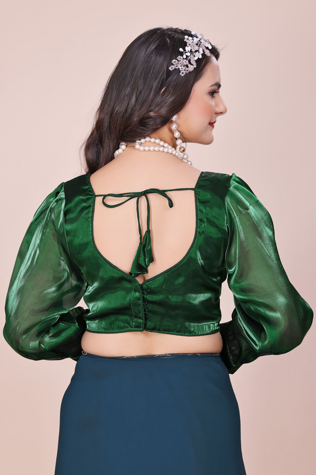 MK Women's Designer Jimmy Choo Blouse | One Shoulder Neck Readymade Short Length Crop Top with Tie-up Dori | Regular Fit Choly for Party and Wedding for Womens & Ladies Pack of 1.
