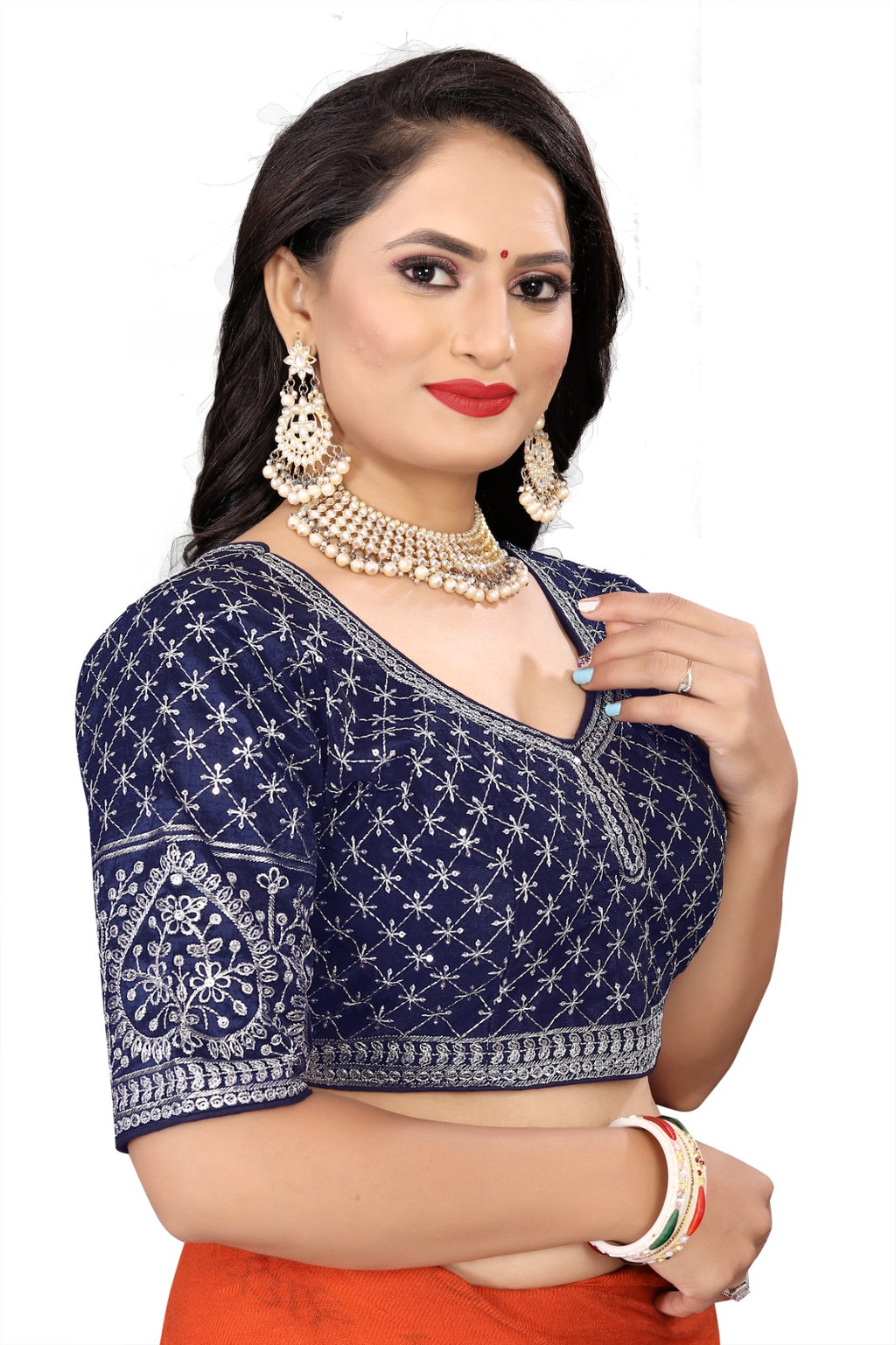 MK Women's Phantom Stitched Blouse With 3/4 Sleeve  with Hook for Casual Party & Festive Wedding for Womens & Ladies Pack of 1.