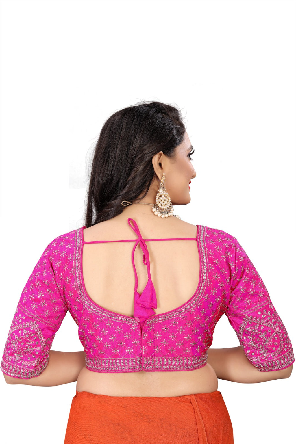 MK Women's Phantom Stitched Blouse With 3/4 Sleeve  with Hook for Casual Party & Festive Wedding for Womens & Ladies Pack of 1.