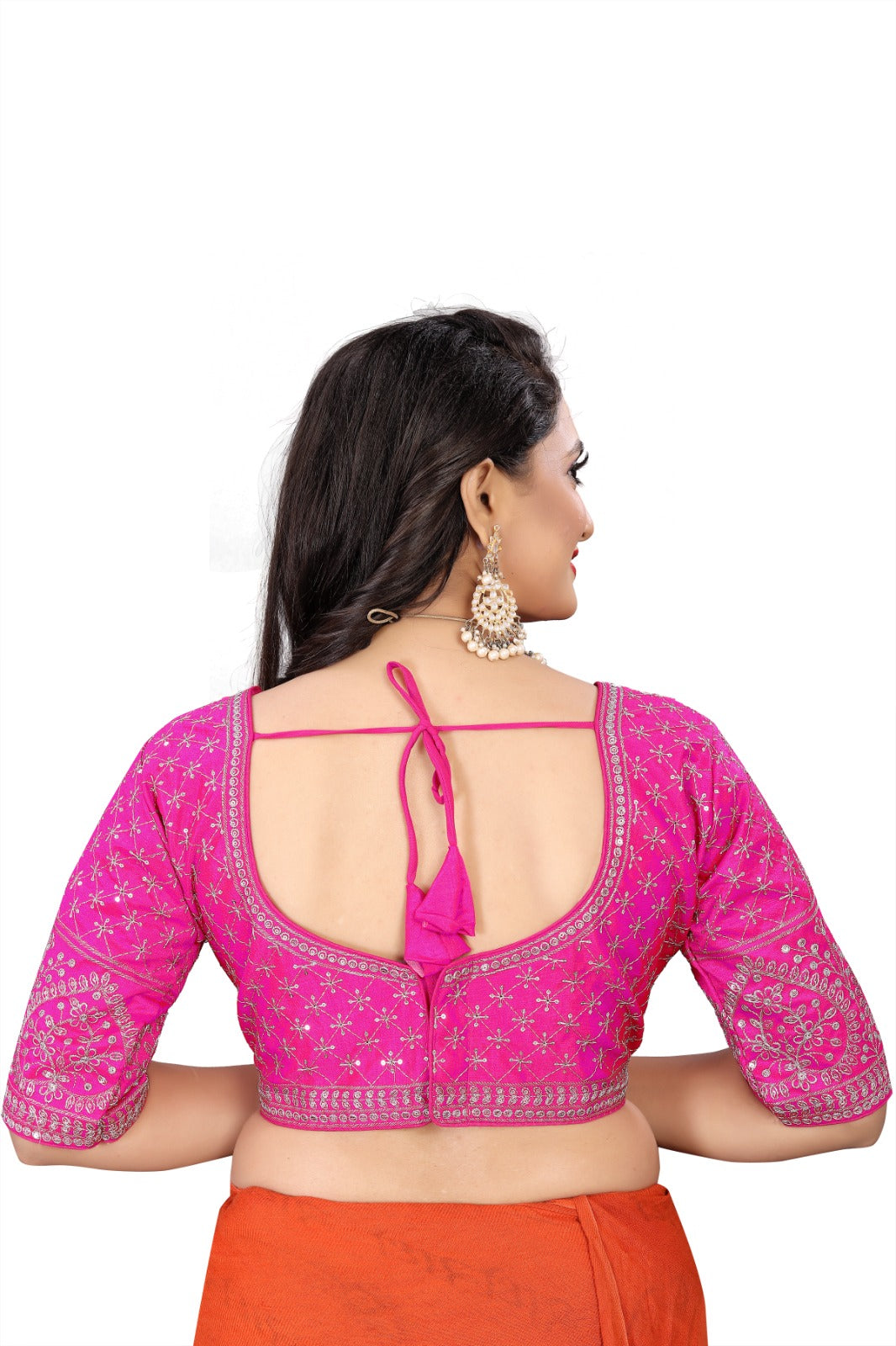 MK Women's Phantom Stitched Blouse With 3/4 Sleeve  with Hook for Casual Party & Festive Wedding for Womens & Ladies Pack of 1.
