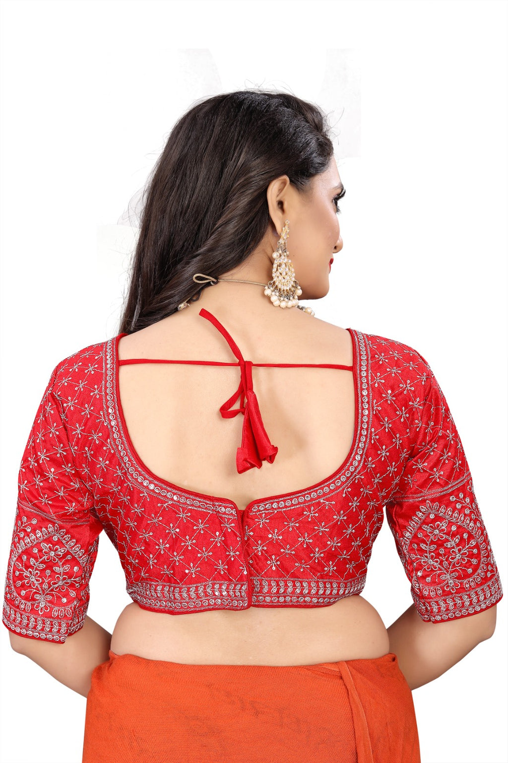 MK Women's Phantom Stitched Blouse With 3/4 Sleeve  with Hook for Casual Party & Festive Wedding for Womens & Ladies Pack of 1.