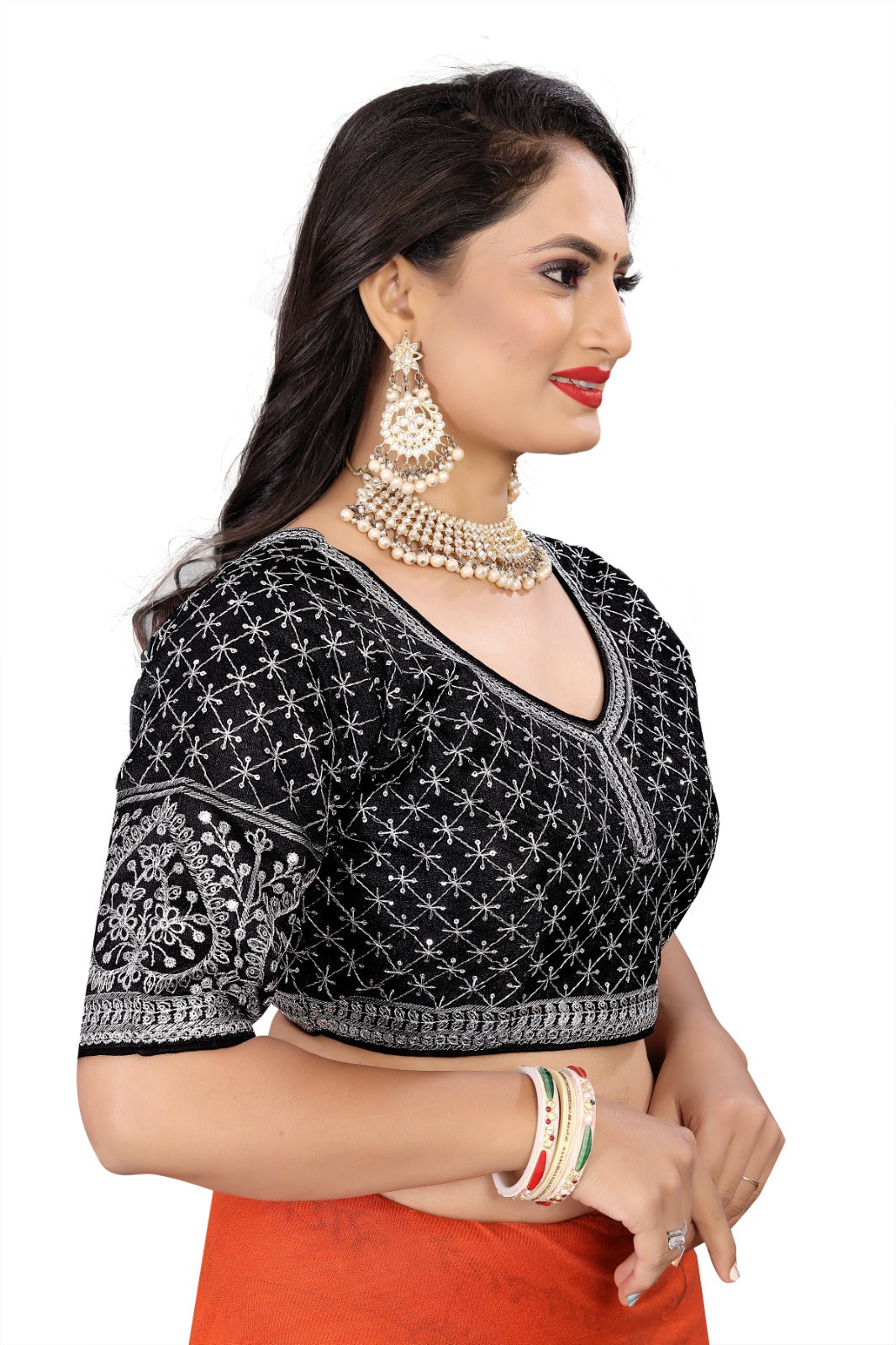 MK Women's Phantom Stitched Blouse With 3/4 Sleeve  with Hook for Casual Party & Festive Wedding for Womens & Ladies Pack of 1.