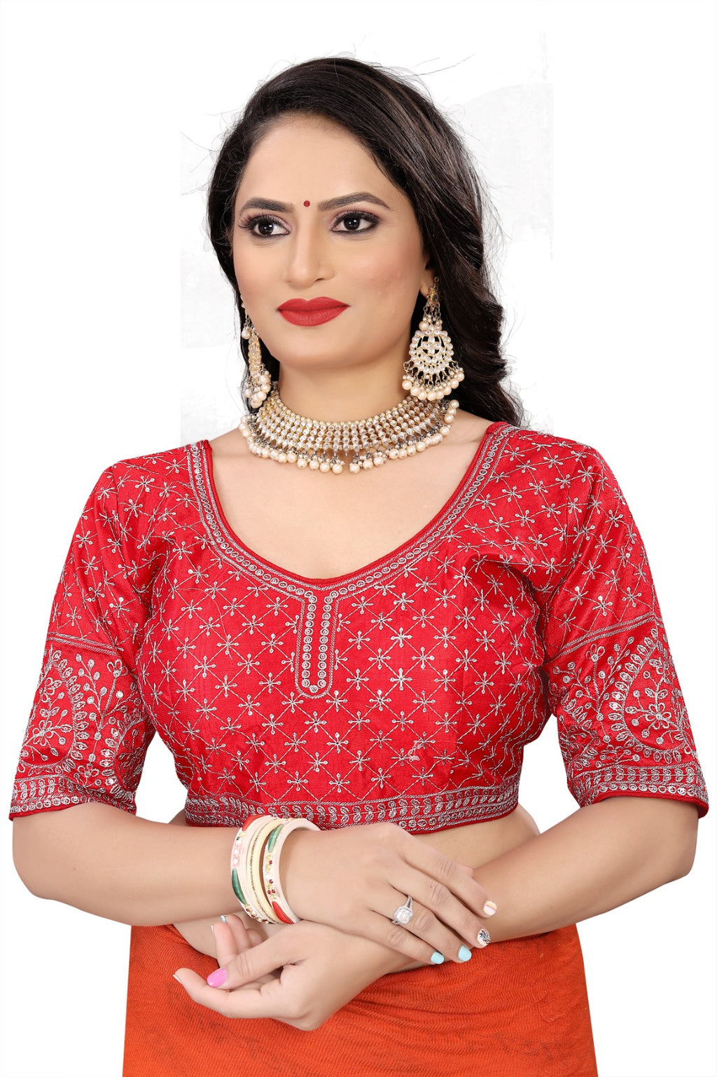 MK Women's Phantom Stitched Blouse With 3/4 Sleeve  with Hook for Casual Party & Festive Wedding for Womens & Ladies Pack of 1.