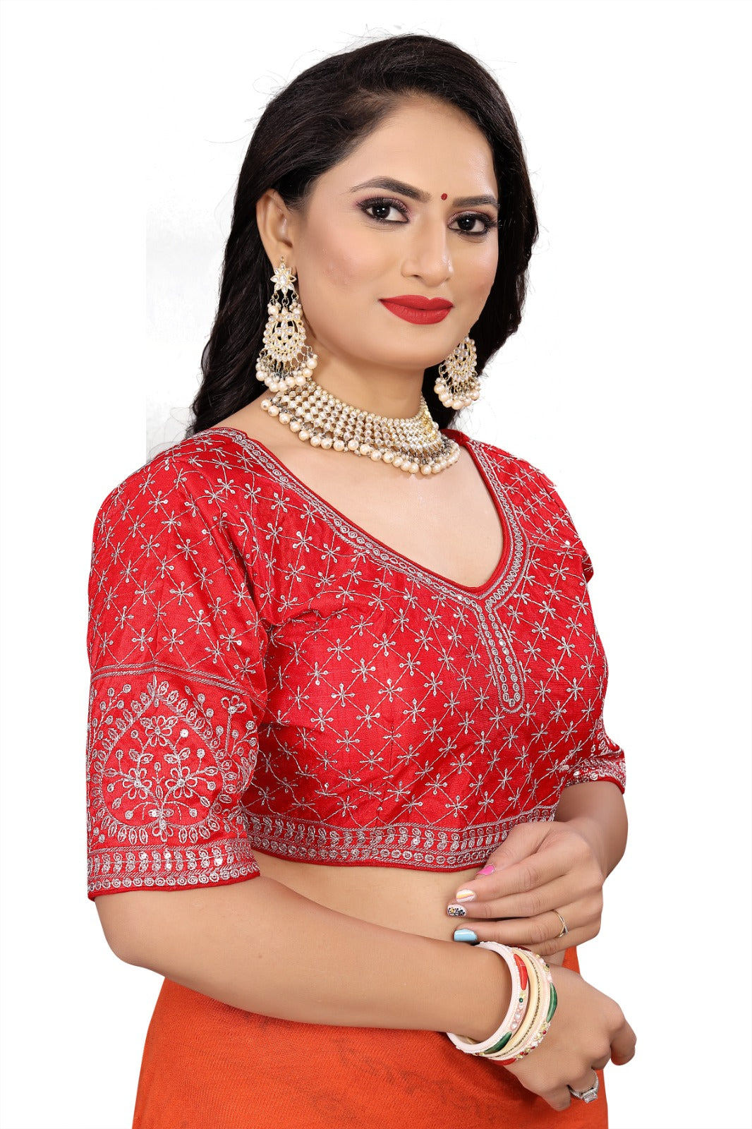 MK Women's Phantom Stitched Blouse With 3/4 Sleeve  with Hook for Casual Party & Festive Wedding for Womens & Ladies Pack of 1.