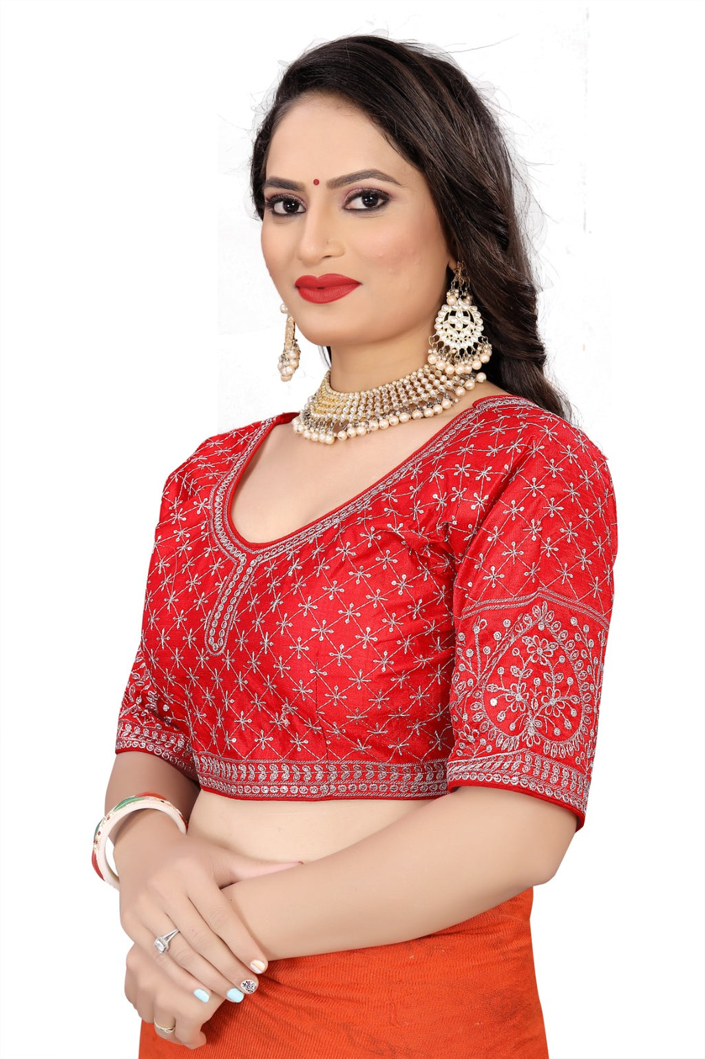 MK Women's Phantom Stitched Blouse With 3/4 Sleeve  with Hook for Casual Party & Festive Wedding for Womens & Ladies Pack of 1.