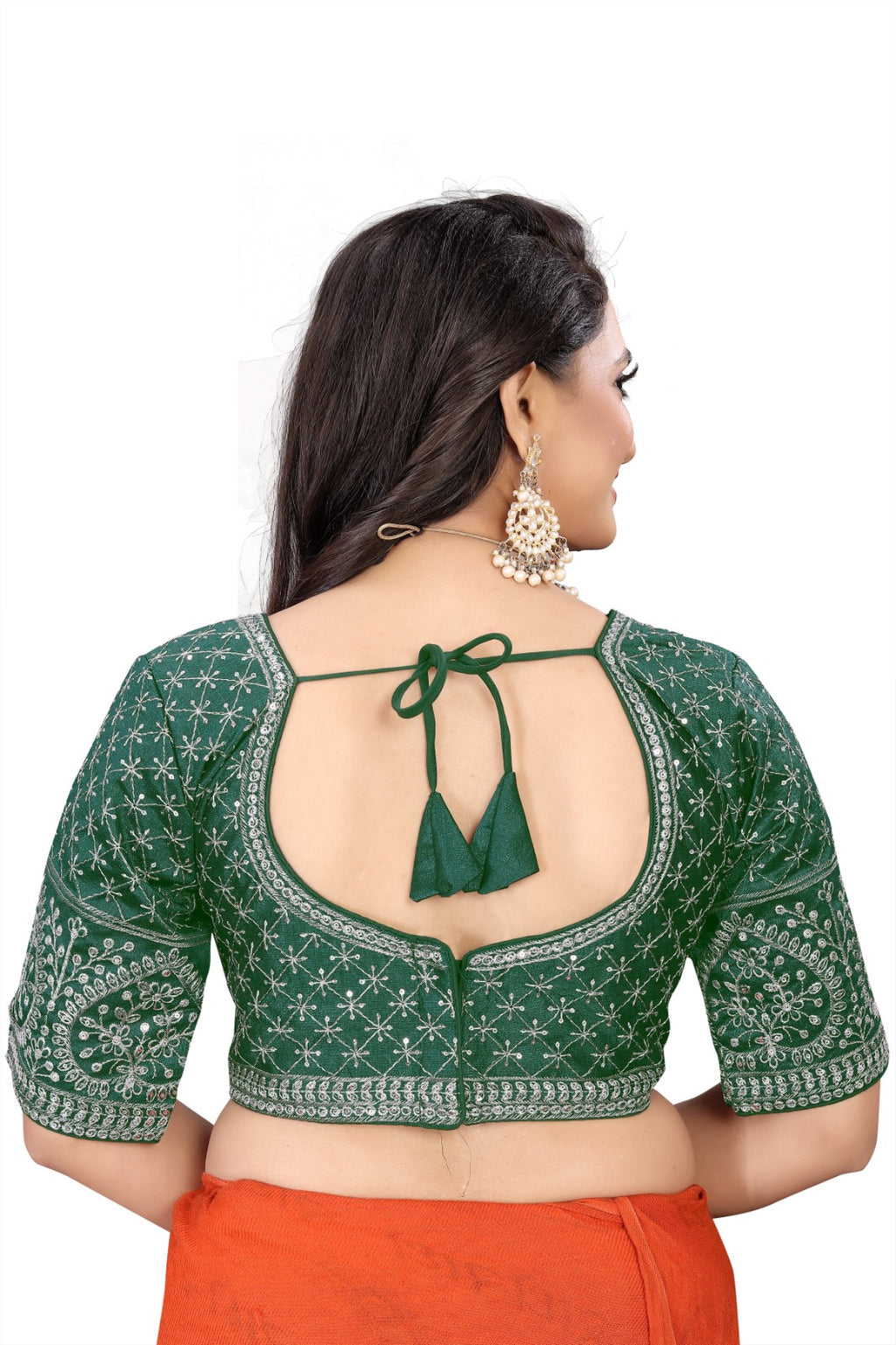 MK Women's Phantom Stitched Blouse With 3/4 Sleeve  with Hook for Casual Party & Festive Wedding for Womens & Ladies Pack of 1.