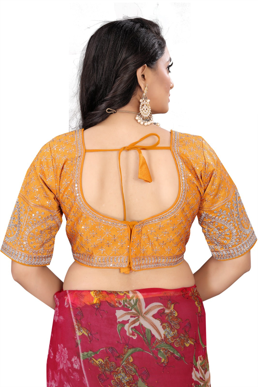 MK Women's Phantom Stitched Blouse With 3/4 Sleeve  with Hook for Casual Party & Festive Wedding for Womens & Ladies Pack of 1.