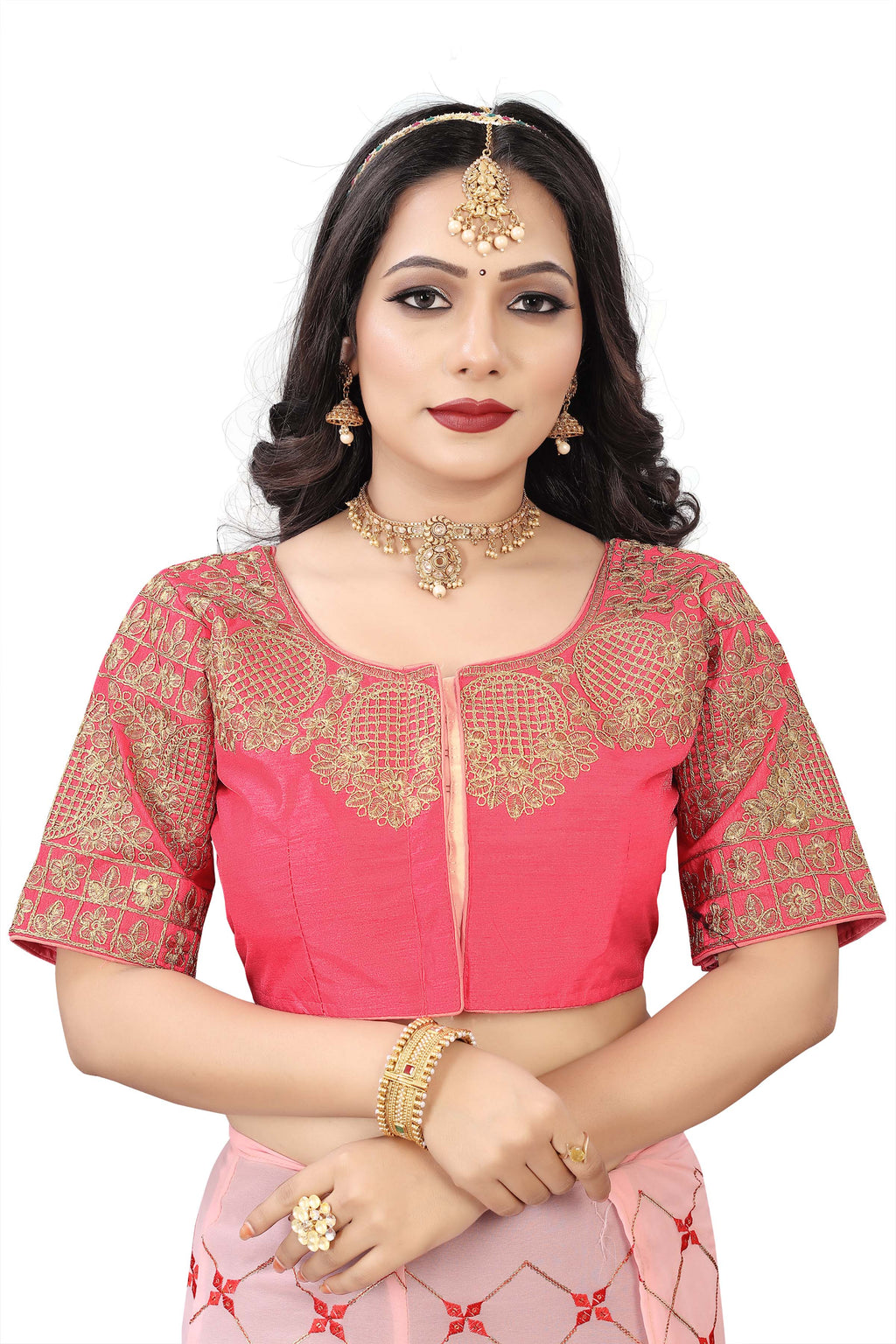 MK Women's Phantom Stitched with 3/4 Sleeve (Half Sleeves) with Hook for Casual Party & Festive Wedding for Women's & Ladies Pack of 1.