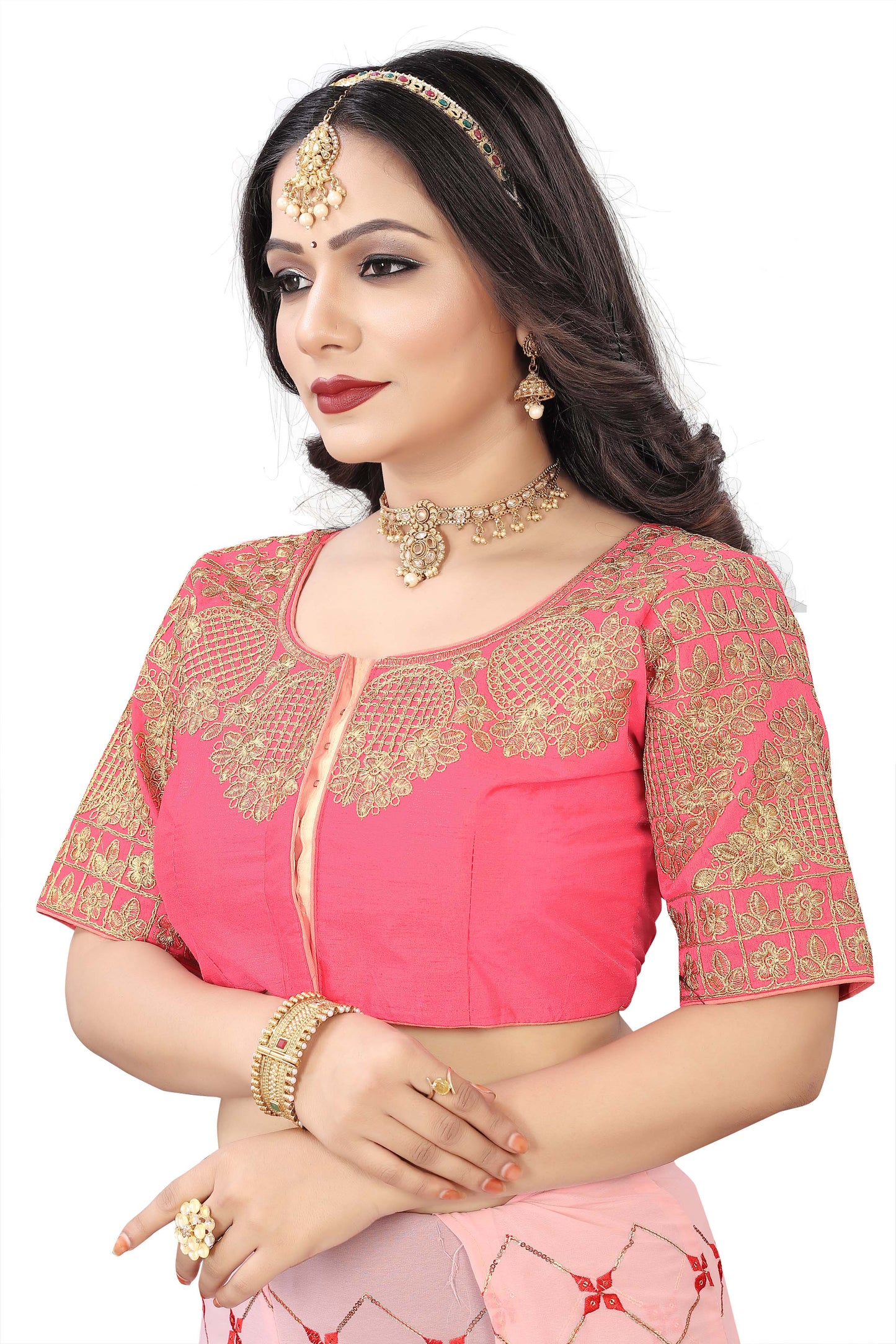 MK Women's Phantom Stitched with 3/4 Sleeve (Half Sleeves) with Hook for Casual Party & Festive Wedding for Women's & Ladies Pack of 1.