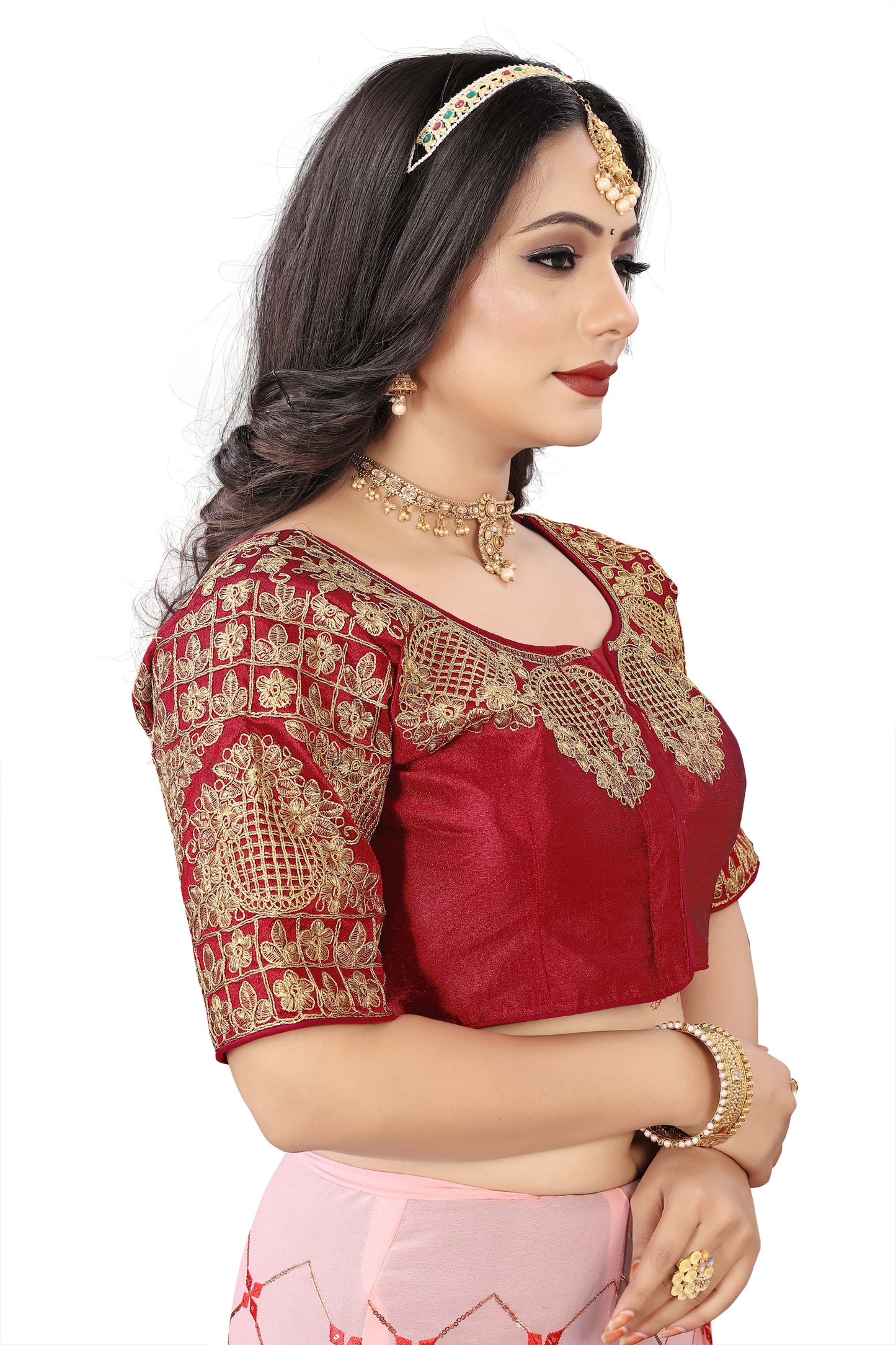 MK Women's Phantom Stitched with 3/4 Sleeve (Half Sleeves) with Hook for Casual Party & Festive Wedding for Women's & Ladies Pack of 1.