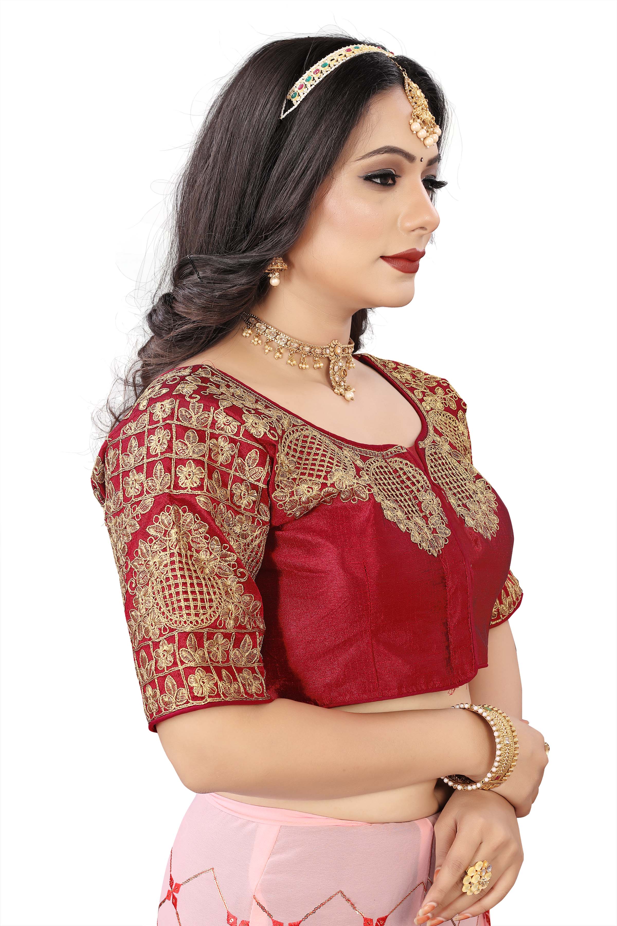MK Women's Phantom Stitched with 3/4 Sleeve (Half Sleeves) with Hook for Casual Party & Festive Wedding for Women's & Ladies Pack of 1.