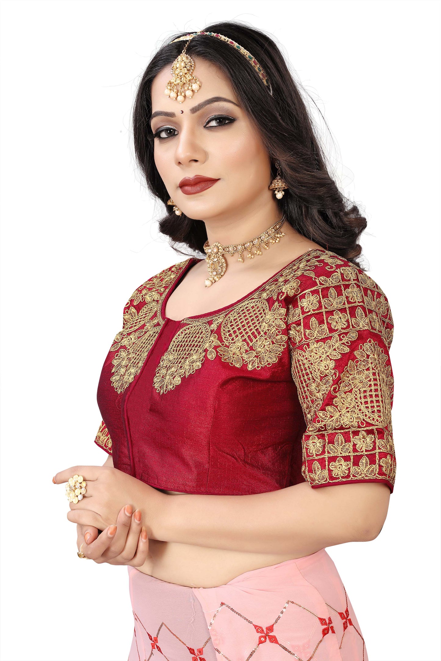 MK Women's Phantom Stitched with 3/4 Sleeve (Half Sleeves) with Hook for Casual Party & Festive Wedding for Women's & Ladies Pack of 1.
