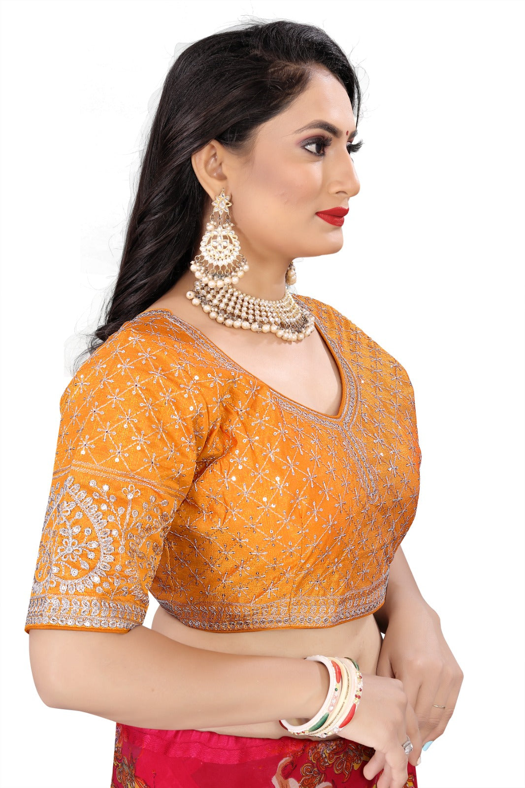MK Women's Phantom Stitched Blouse With 3/4 Sleeve  with Hook for Casual Party & Festive Wedding for Womens & Ladies Pack of 1.
