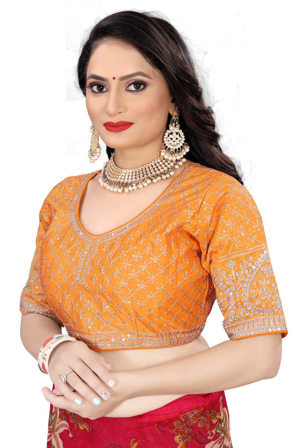 MK Women's Phantom Stitched Blouse With 3/4 Sleeve  with Hook for Casual Party & Festive Wedding for Womens & Ladies Pack of 1.