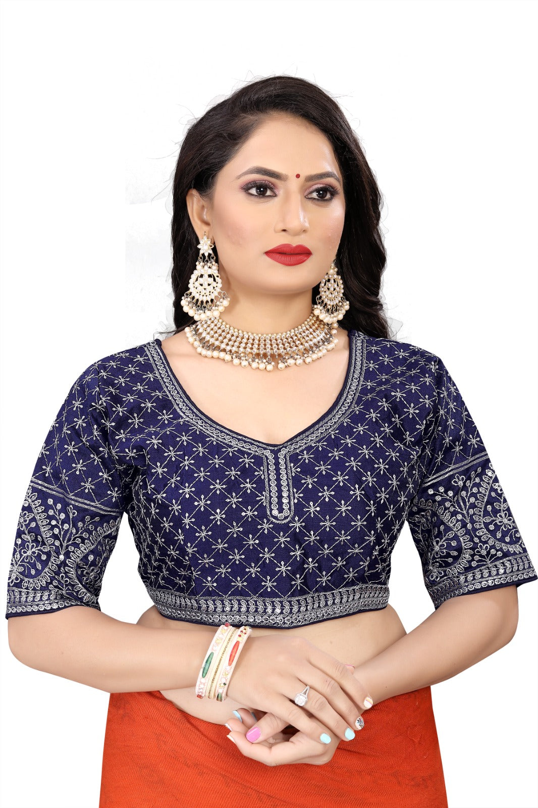 MK Women's Phantom Stitched Blouse With 3/4 Sleeve  with Hook for Casual Party & Festive Wedding for Womens & Ladies Pack of 1.