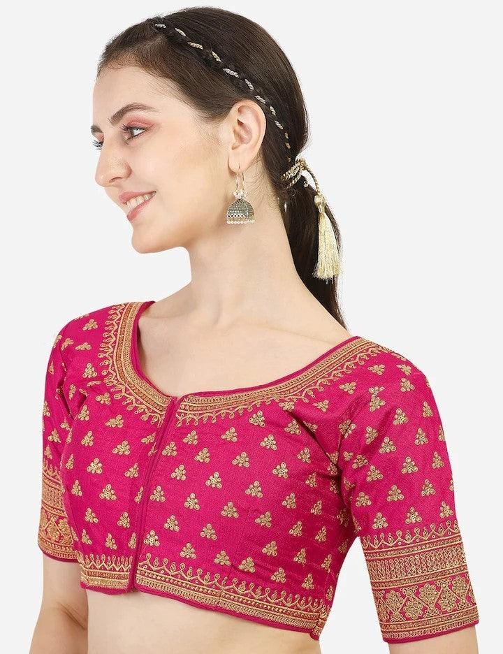 MK Women's Phantom Stitched Blouse With 3/4 Sleeve  with Hook for Casual Party & Festive Wedding for Womens & Ladies Pack of 1.