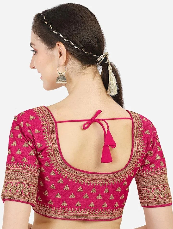 MK Women's Phantom Stitched Blouse With 3/4 Sleeve  with Hook for Casual Party & Festive Wedding for Womens & Ladies Pack of 1.