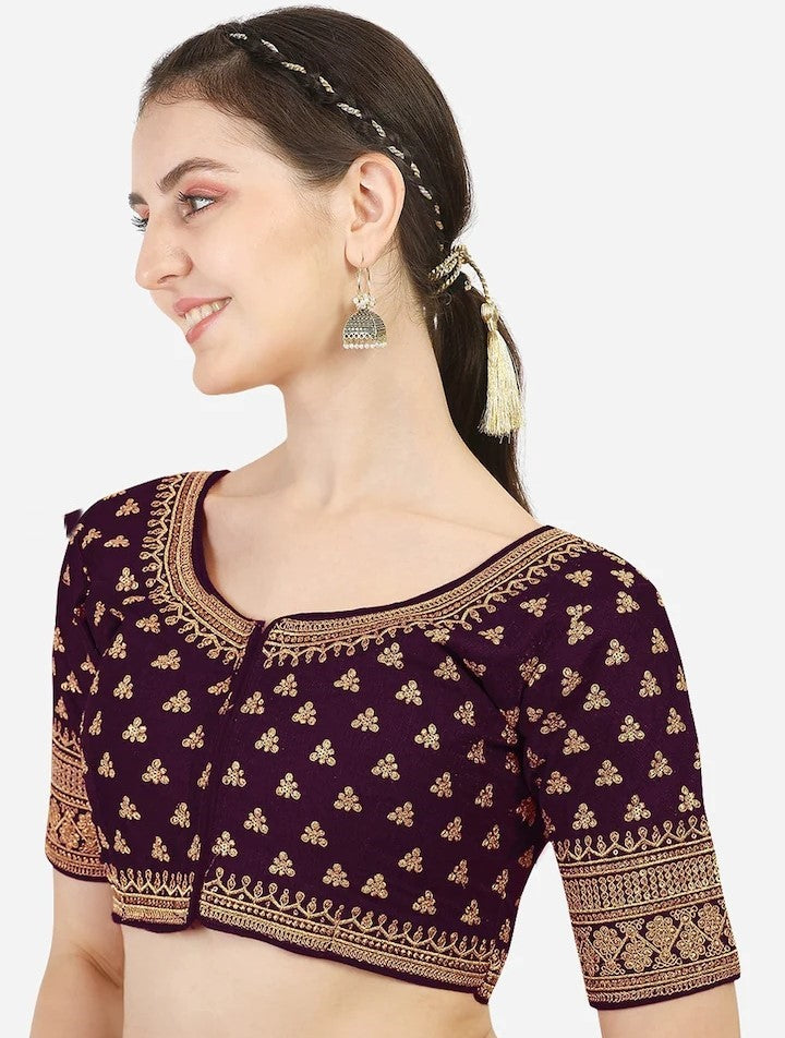 MK Women's Phantom Stitched Blouse With 3/4 Sleeve  with Hook for Casual Party & Festive Wedding for Womens & Ladies Pack of 1.