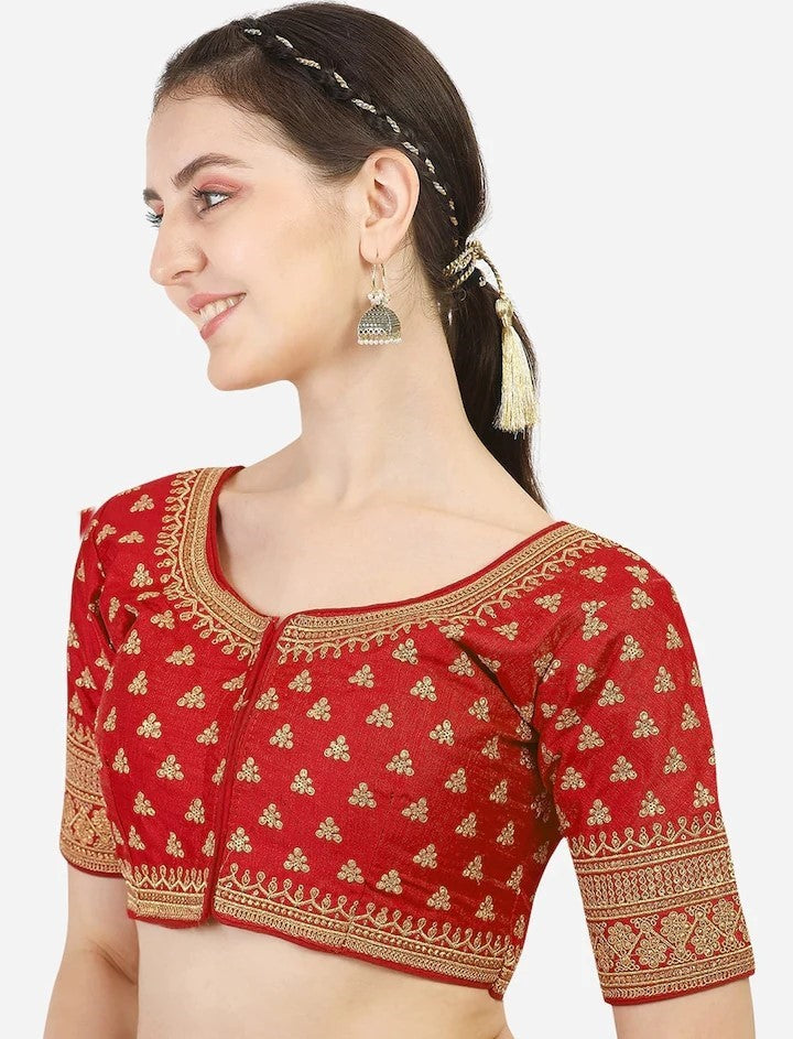 MK Women's Phantom Stitched Blouse With 3/4 Sleeve  with Hook for Casual Party & Festive Wedding for Womens & Ladies Pack of 1.