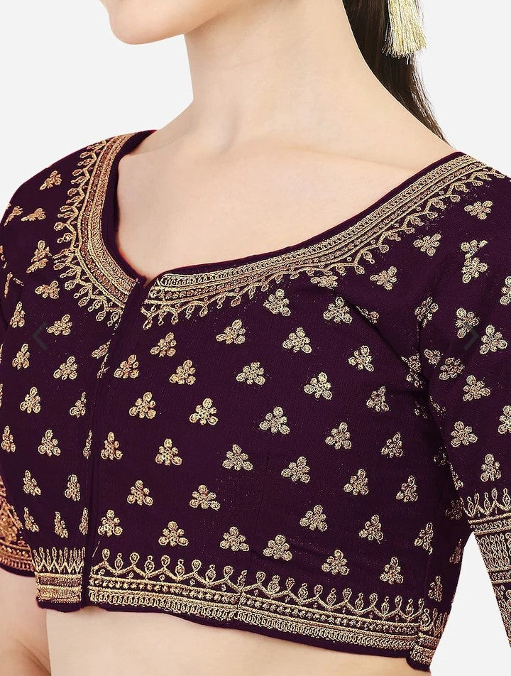 MK Women's Phantom Stitched Blouse With 3/4 Sleeve  with Hook for Casual Party & Festive Wedding for Womens & Ladies Pack of 1.