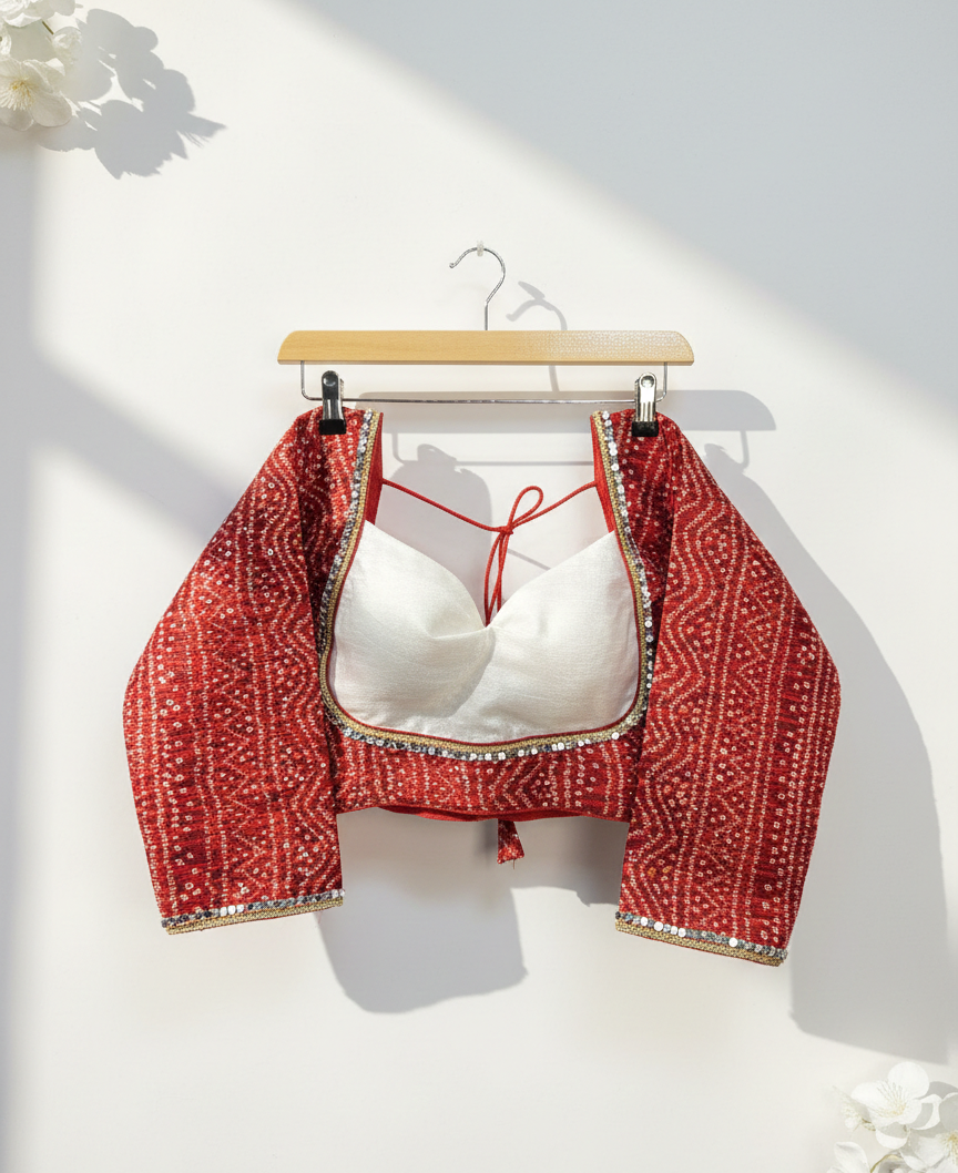 MK Women's Designer Blouse | Sweet Heart Neck Readymade Short Length Crop Top  | Regular Fit Choly for Party and Wedding