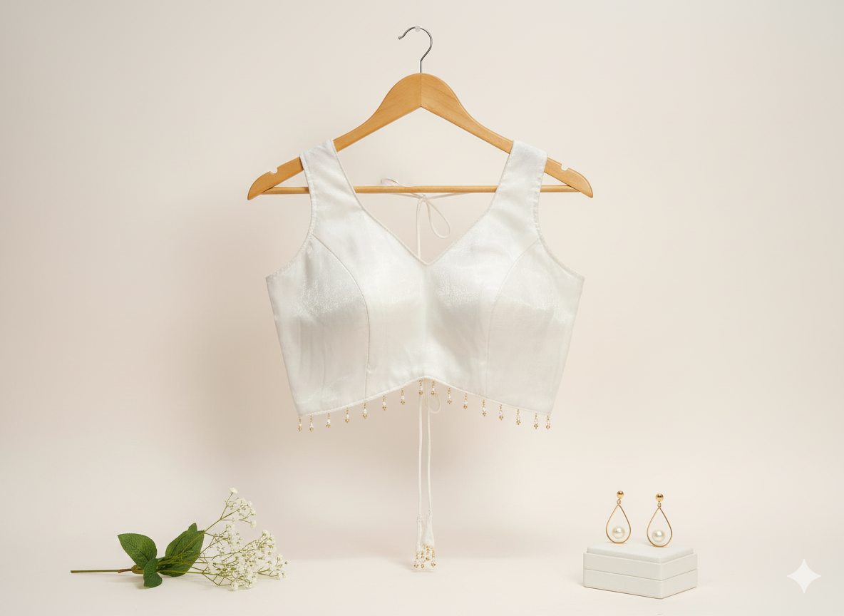 MK Women's Designer Jimmy Choo Blouse |Sweet Heart Neck Readymade Short Length Crop Top with Tie-up Dori | Regular Fit Choly for Party and Wedding