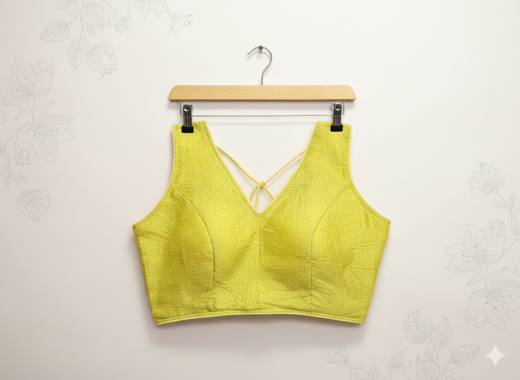 MK Women's Designer  Blouse | V- Neck Readymade Short Length Crop Top | Regular Fit Choly for Party and Wedding