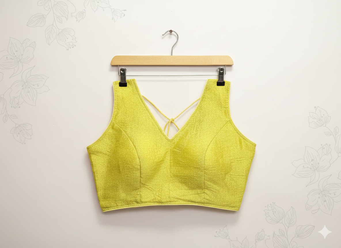 MK Women's Designer  Blouse | V- Neck Readymade Short Length Crop Top | Regular Fit Choly for Party and Wedding