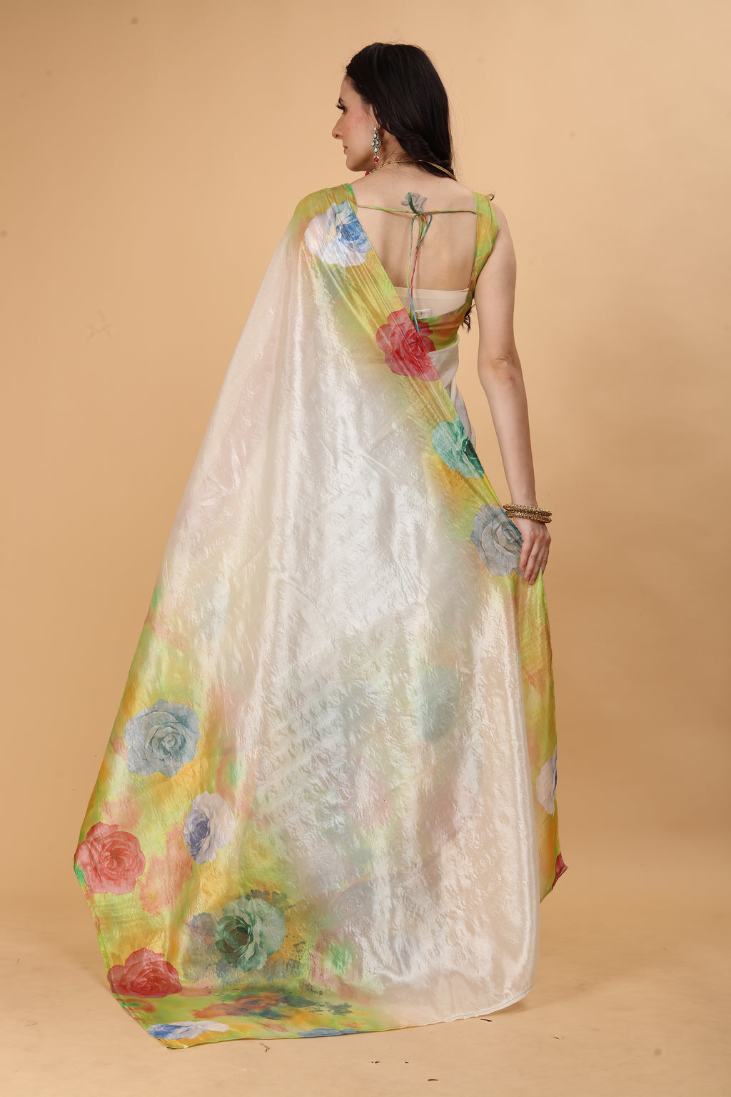 MK FASHION Women's Saree Soft Organza Silk Saree (5.5 m) With All Over Digital Print With Blouse Piece (85cm) For Partywear Pack Of 1.