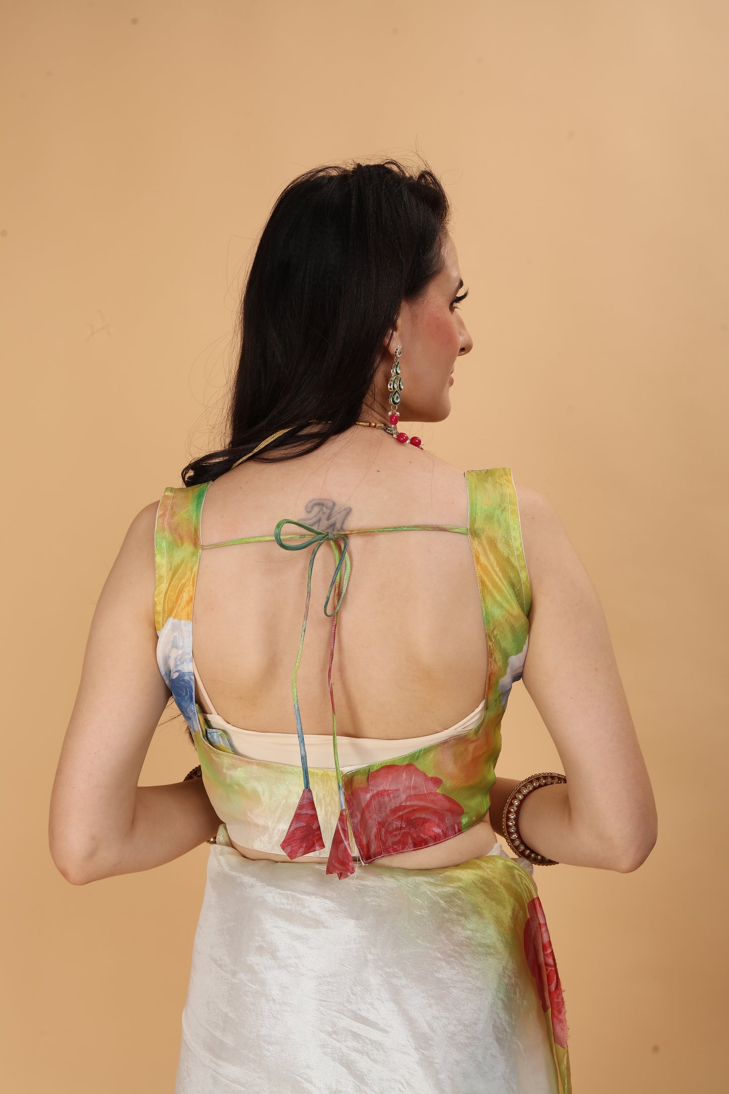 MK FASHION Women's Saree Soft Organza Silk Saree (5.5 m) With All Over Digital Print With Blouse Piece (85cm) For Partywear Pack Of 1.