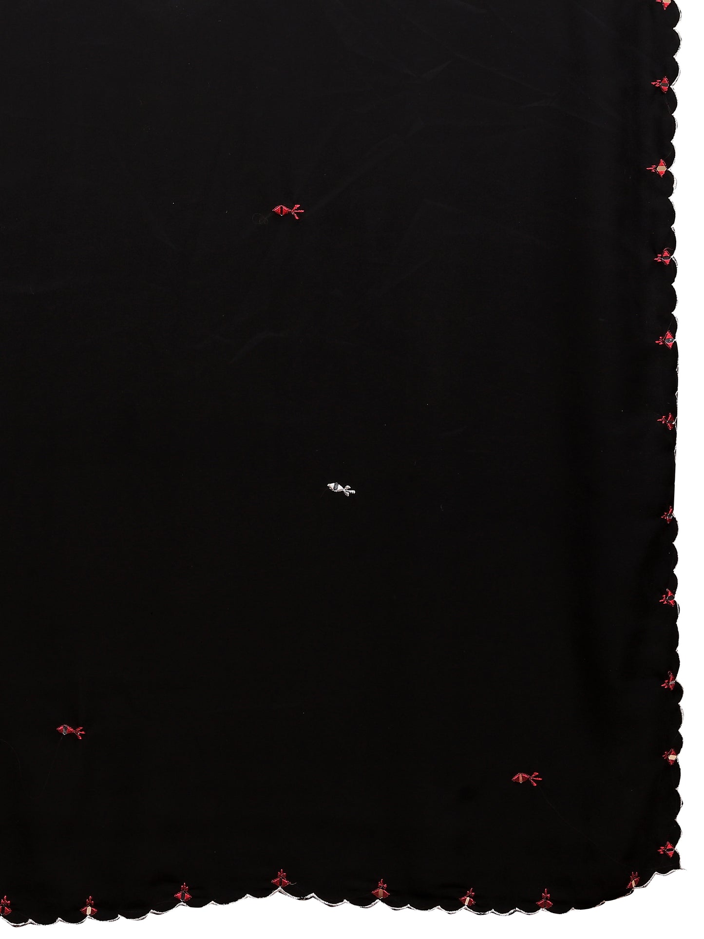 MK WOMEN'S Latest Ethnic Wear Georgette Saree Solid Pattern With Handwork Border Saree With Blouse Piece In Black Color Pack Of 1.