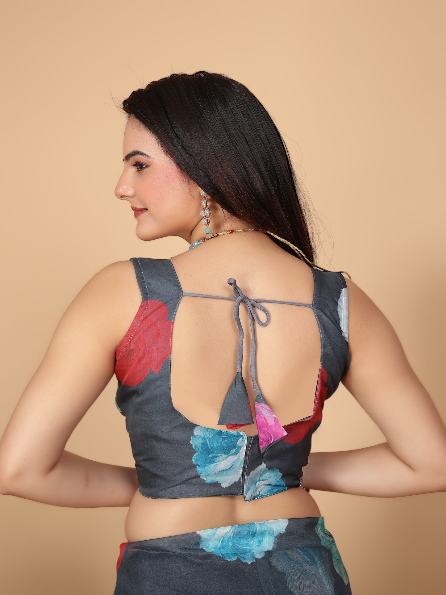 MK FASHION Women's Saree Soft Organza Silk Saree (5.5 m) With All Over Digital Print With Blouse Piece (85cm) For Partywear Pack Of 1.