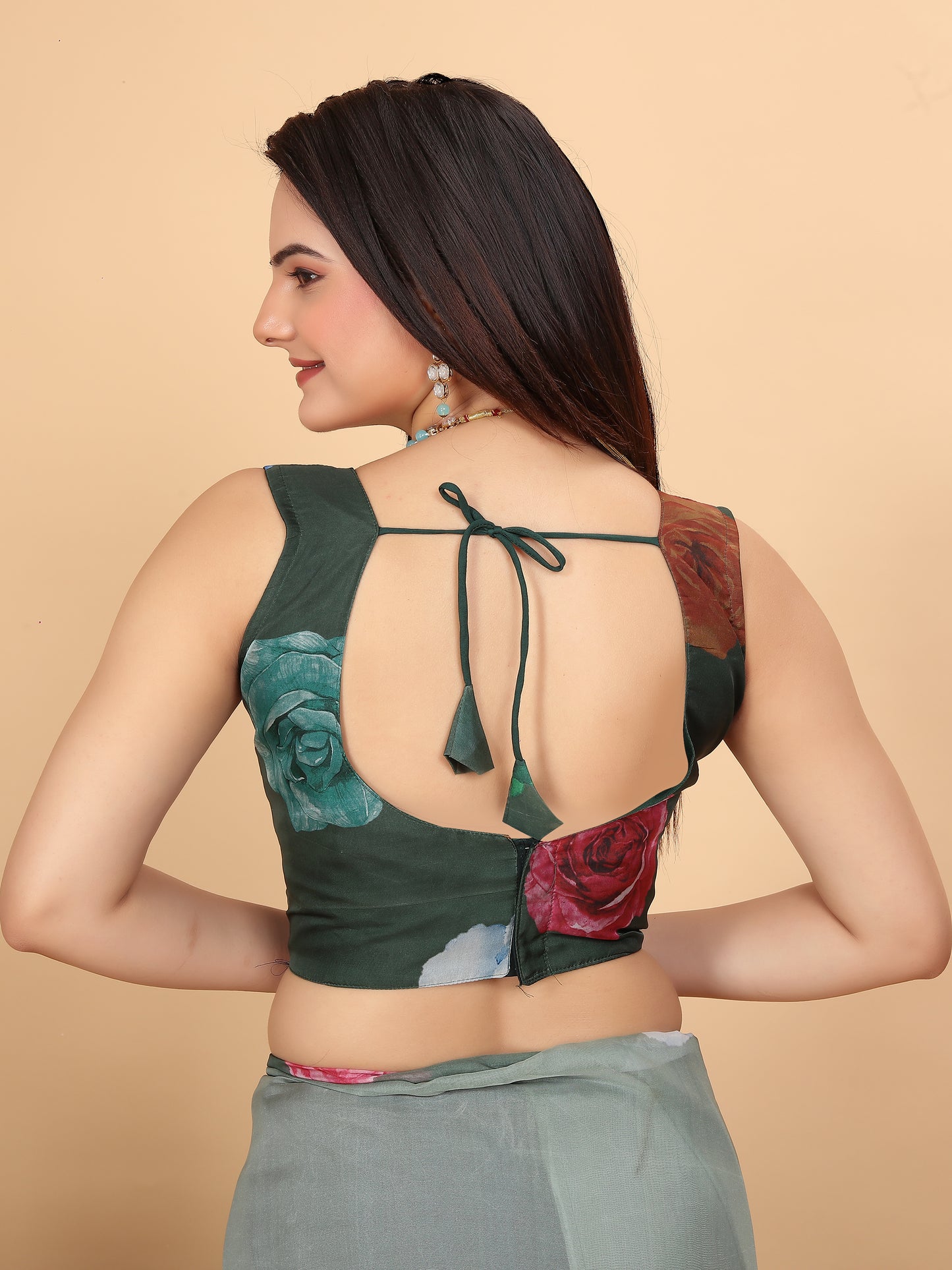 MK FASHION Women's Saree Soft Organza Silk Saree (5.5 m) With All Over Digital Print With Blouse Piece (85cm) For Partywear Pack Of 1.