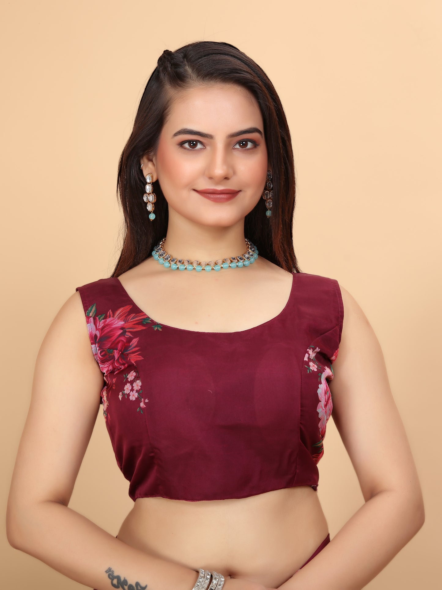 MK WOMEN'S Women's Latest Ethnic Wear Soft Organza Saree (5.5m) With All Over Digital Print With Blouse (85cm) Piece For Partywear Pack Of 1