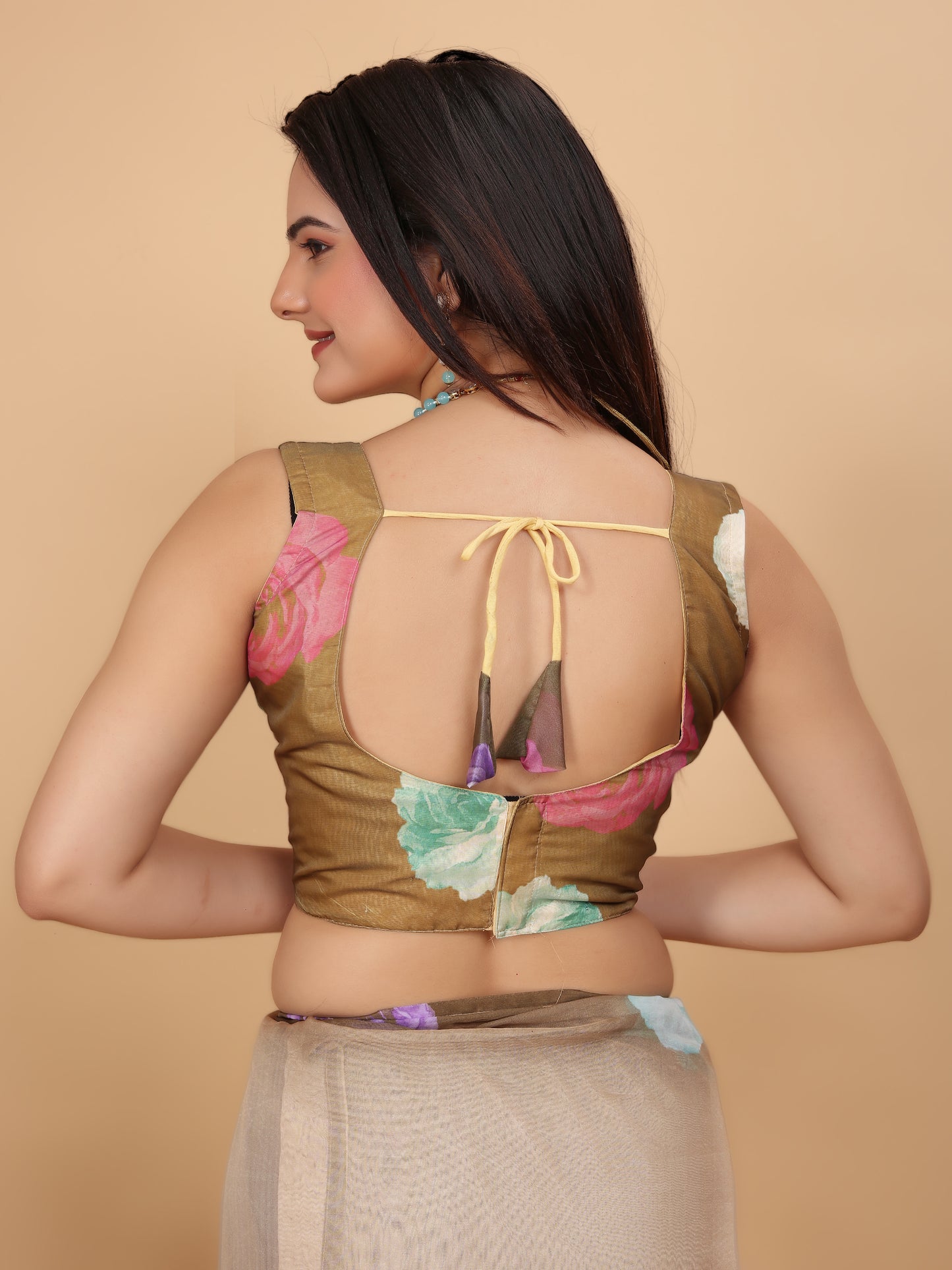 MK FASHION Women's Saree Soft Organza Silk Saree (5.5 m) With All Over Digital Print With Blouse Piece (85cm) For Partywear Pack Of 1.