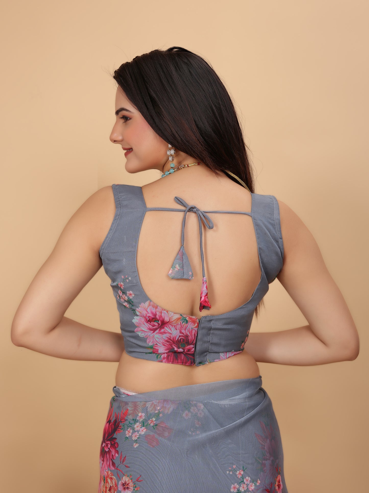 MK WOMEN'S Women's Latest Ethnic Wear Soft Organza Saree (5.5m) With All Over Digital Print With Blouse (85cm) Piece For Partywear Pack Of 1