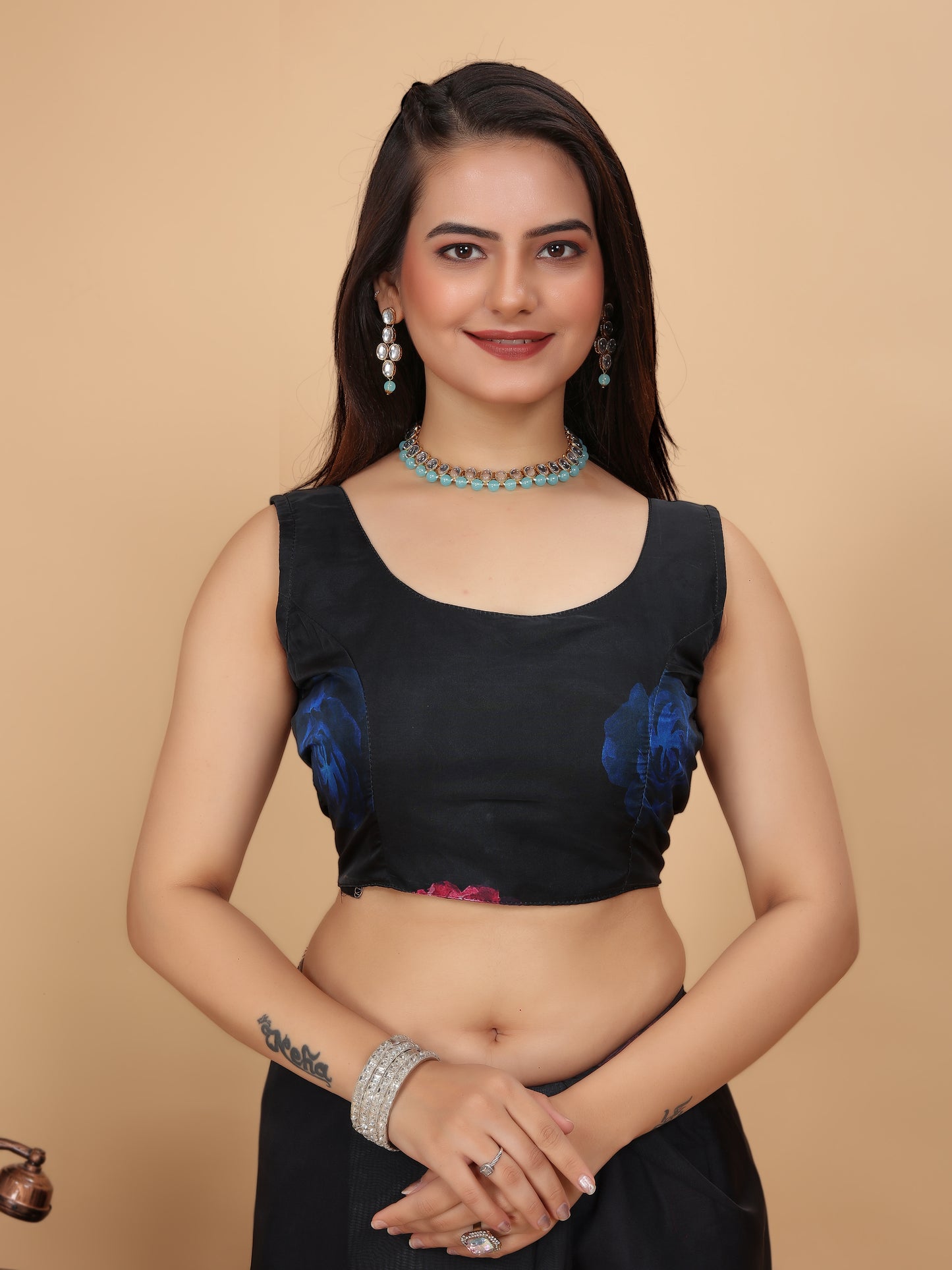 MK FASHION Women's Saree Soft Organza Silk Saree (5.5 m) With All Over Digital Print With Blouse Piece (85cm) For Partywear Pack Of 1.