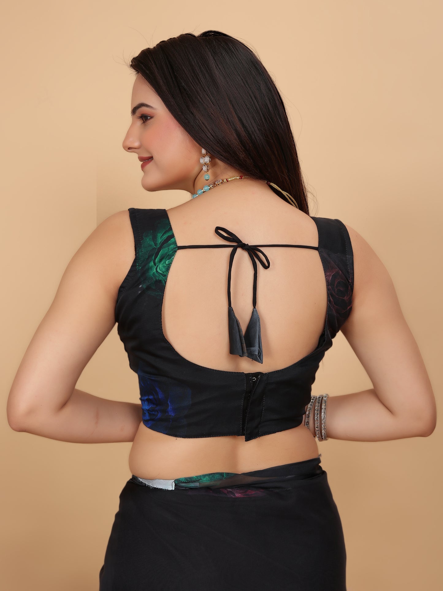 MK FASHION Women's Saree Soft Organza Silk Saree (5.5 m) With All Over Digital Print With Blouse Piece (85cm) For Partywear Pack Of 1.