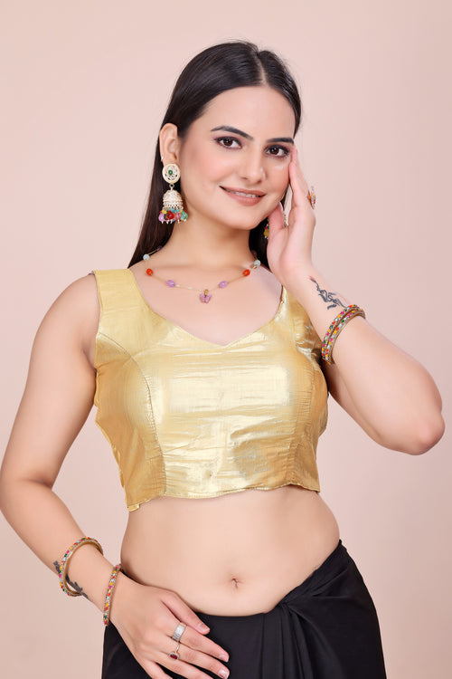 MK Women's Designer  Blouse | V- Neck Readymade Short Length Crop Top | Regular Fit Choly for Party and Wedding