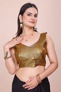 MK Women's Designer  Blouse | V- Neck Readymade Short Length Crop Top | Regular Fit Choly for Party and Wedding