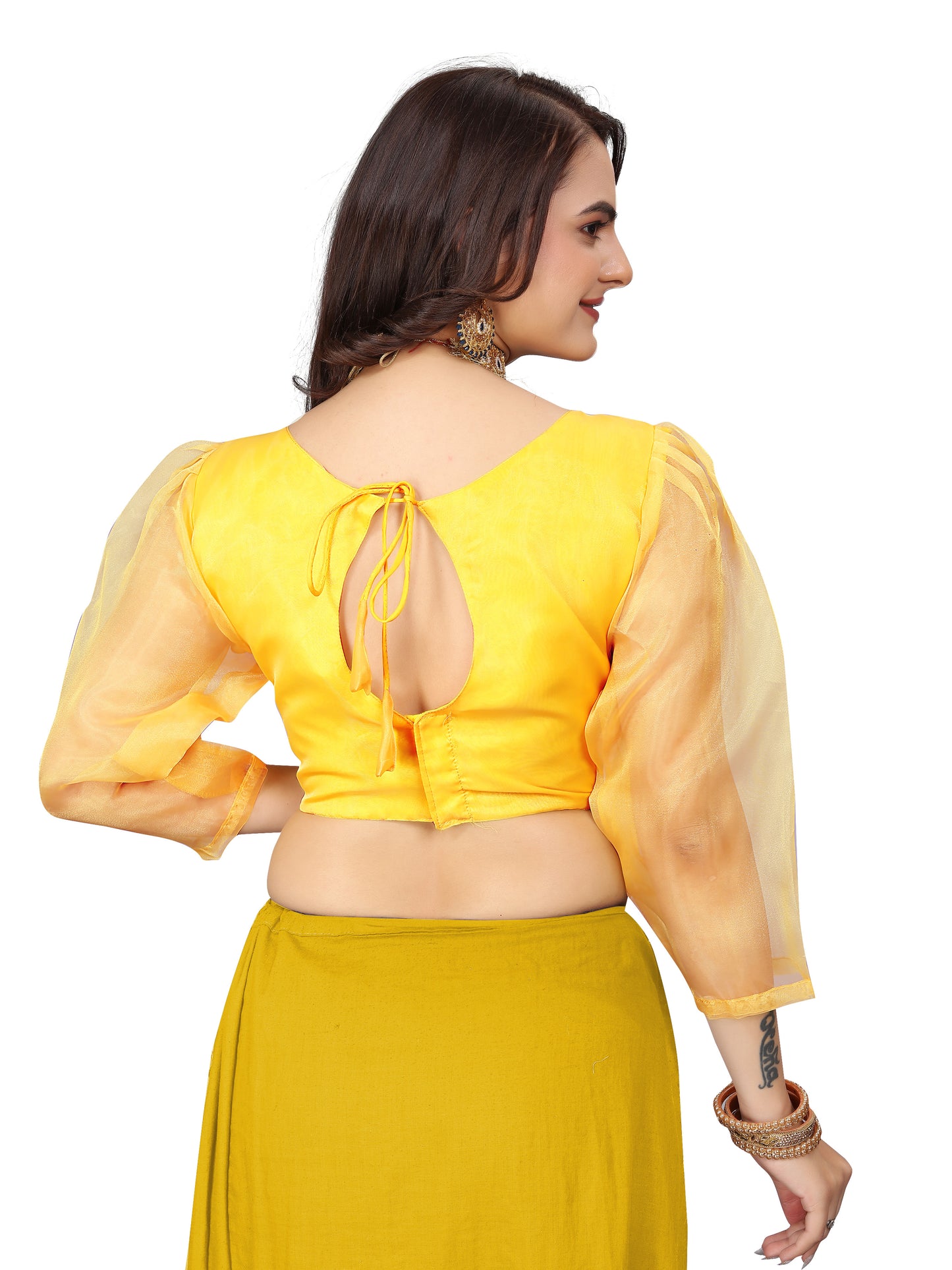 MK Women's Organza Leg'o Mutton Sleeve (Net Sleeves) for Casual Party & Festive Wedding for Womens & Ladies Pack of 1.