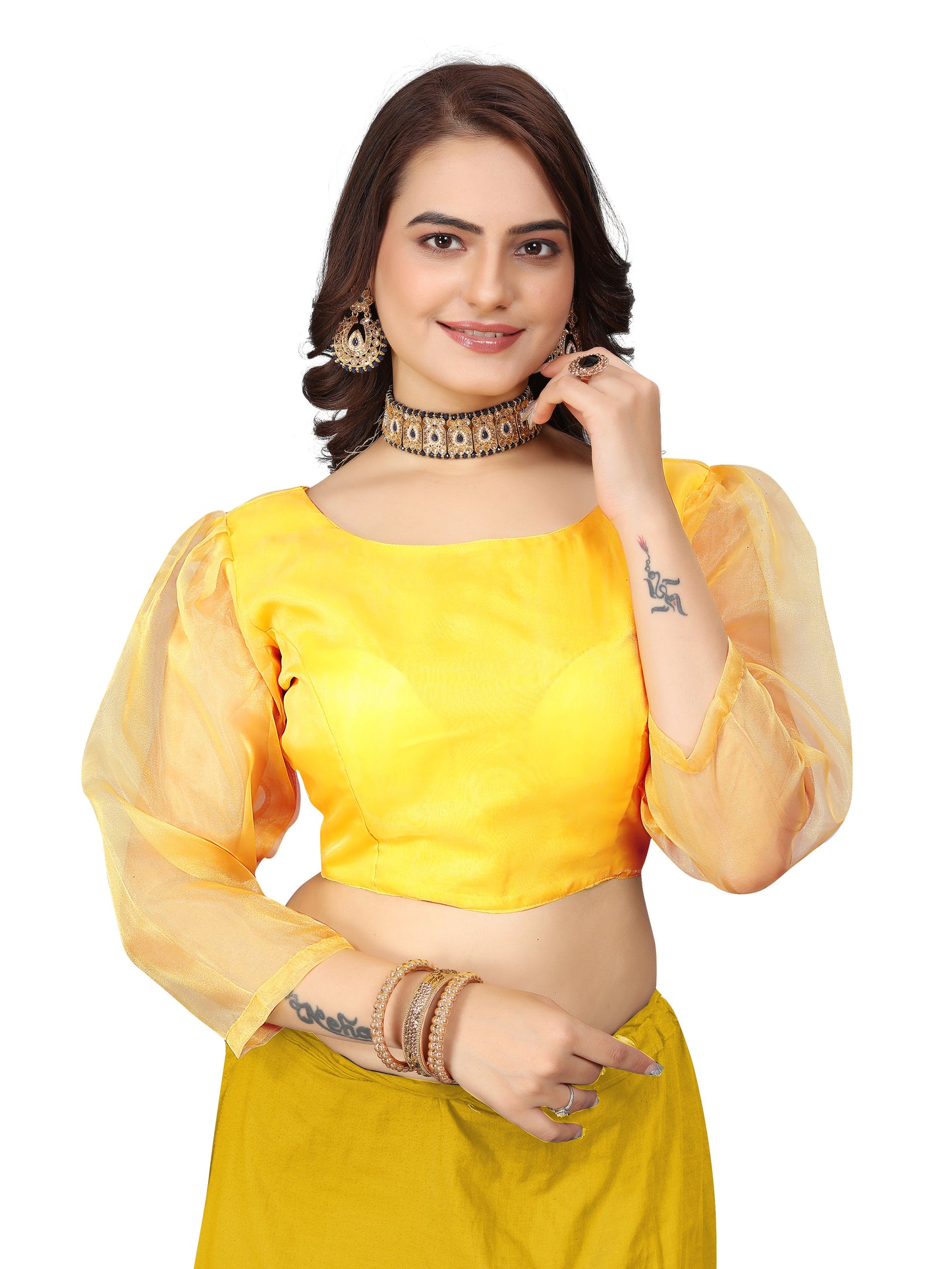 MK Women's Organza Leg'o Mutton Sleeve (Net Sleeves) for Casual Party & Festive Wedding for Womens & Ladies Pack of 1.