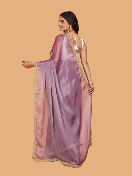 MK WOMEN'S Latest Ethnic wear Jimmychoo Saree With Lace Border Saree With Blouse Piece Pack Of 1.