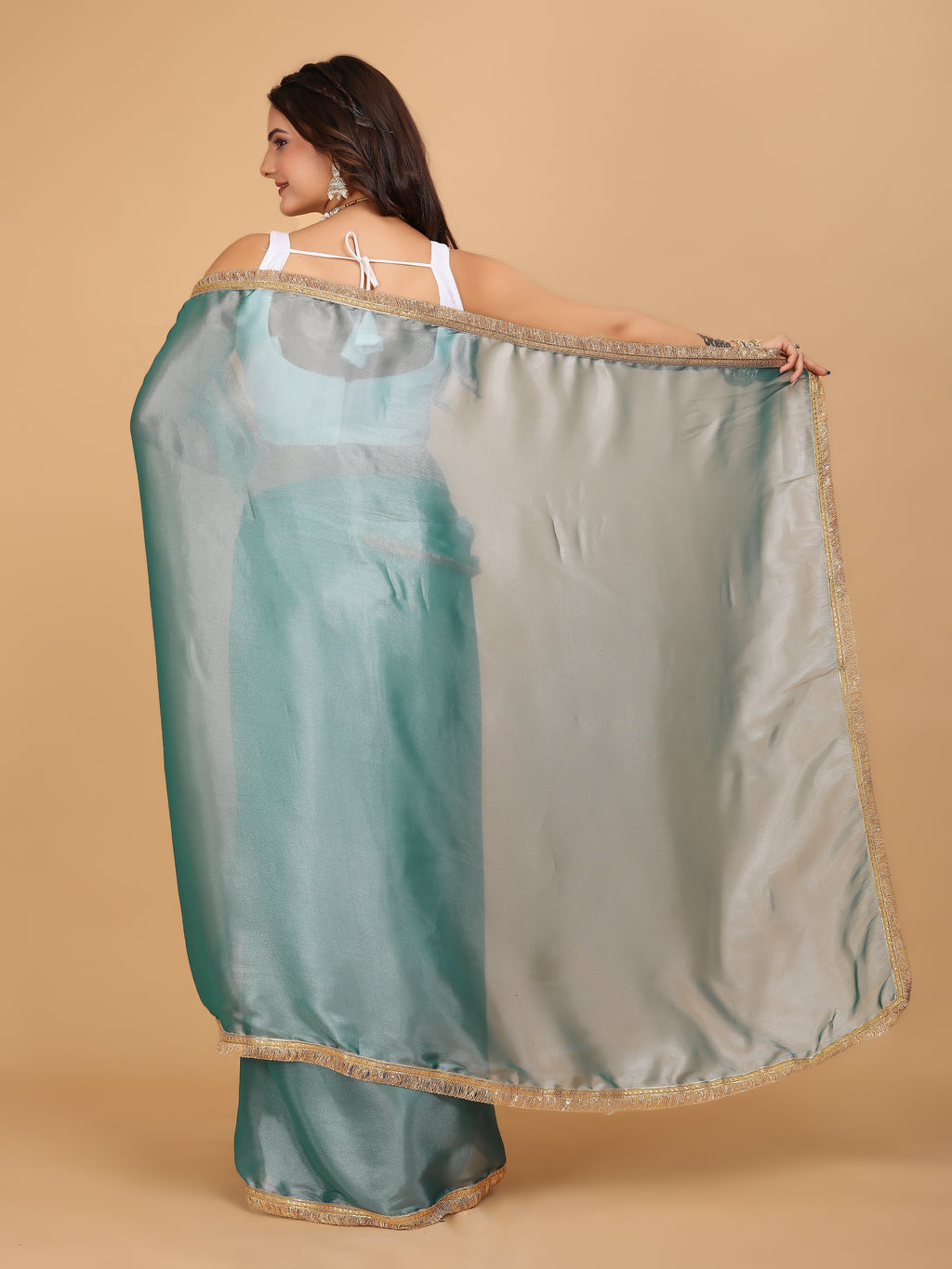 MK WOMEN'S Latest Ethnic wear Jimmychoo Saree With Lace Border Saree With Blouse Piece Pack Of 1.