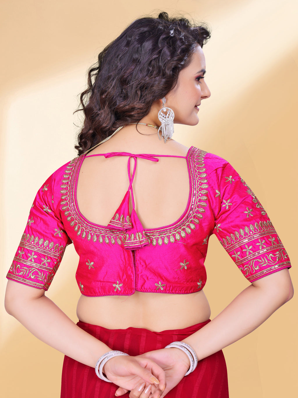 MK Women's Phantom Stitched with 3/4 Sleeve (Half Sleeves) with Hook for Casual Party & Festive Wedding for Women's & Ladies Pack of 1.