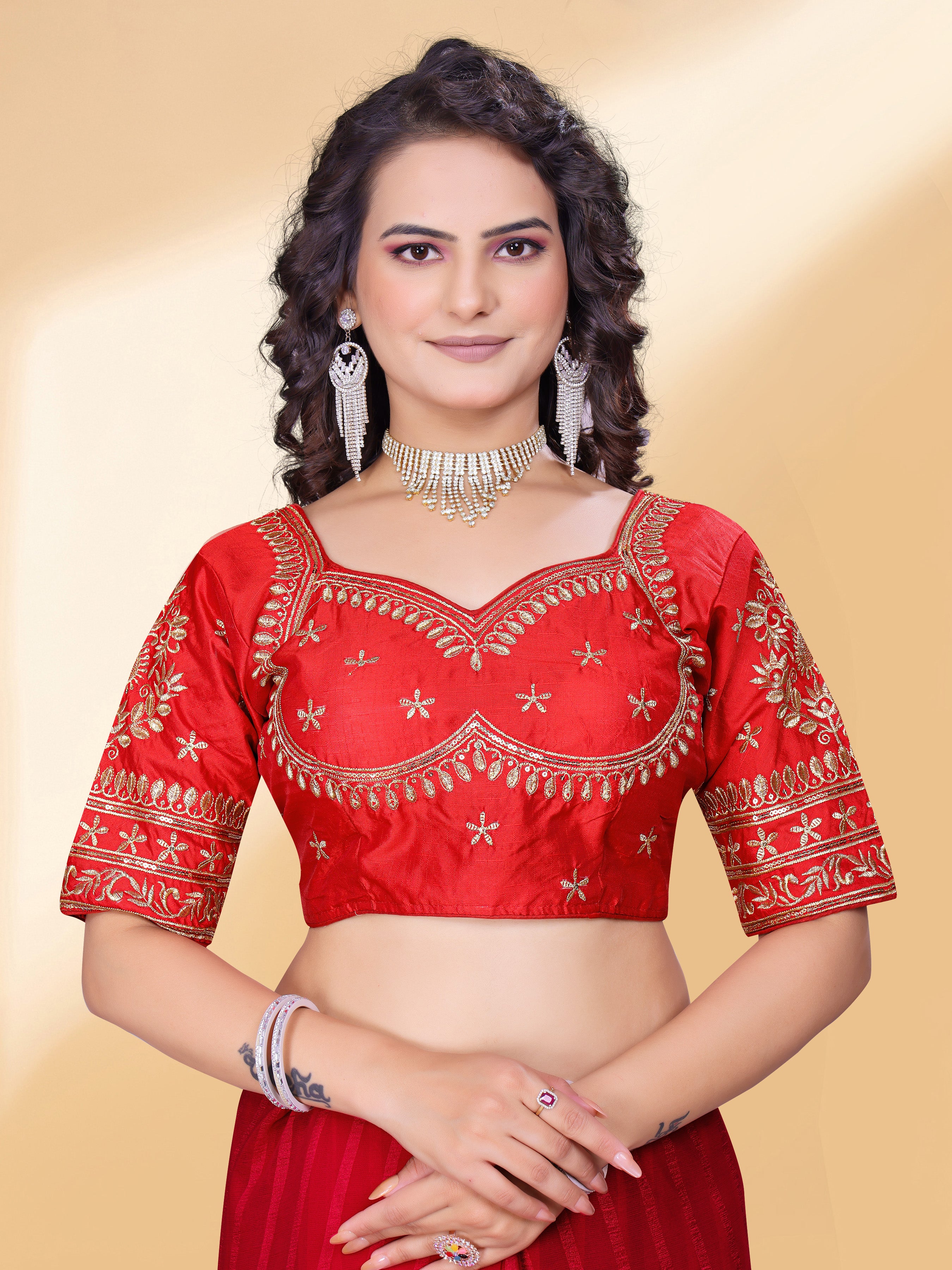 MK Women's Phantom Stitched with 3/4 Sleeve (Half Sleeves) with Hook for Casual Party & Festive Wedding for Women's & Ladies Pack of 1.