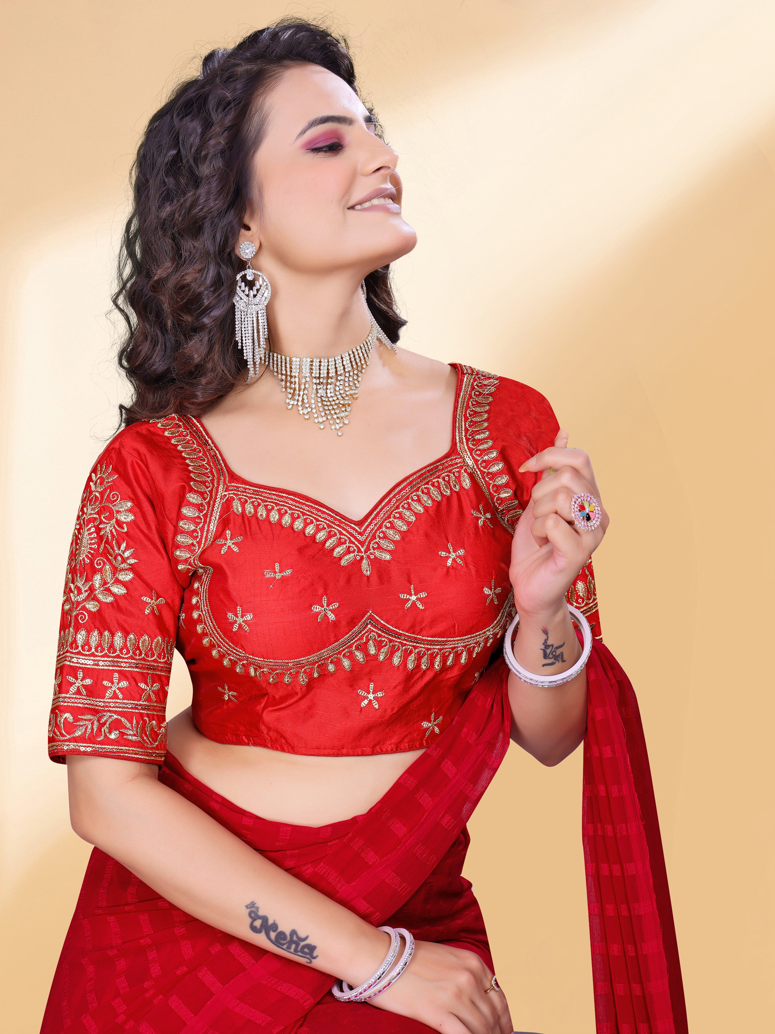 MK Women's Phantom Stitched with 3/4 Sleeve (Half Sleeves) with Hook for Casual Party & Festive Wedding for Women's & Ladies Pack of 1.