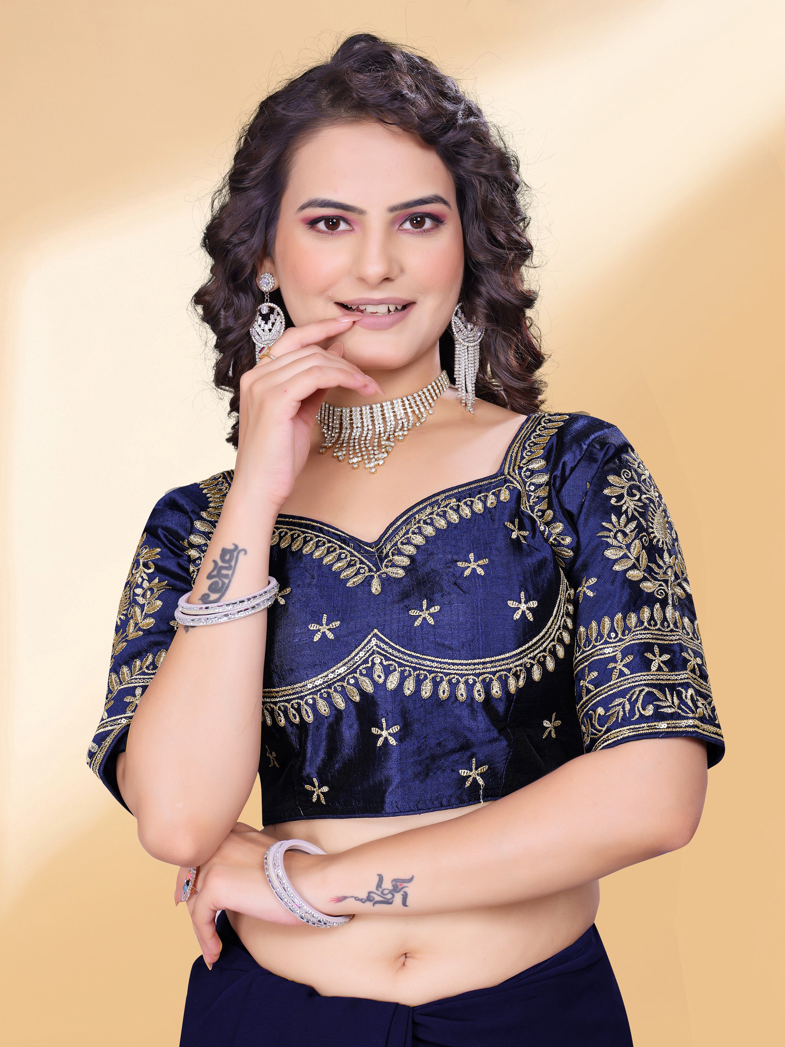 MK Women's Phantom Stitched with 3/4 Sleeve (Half Sleeves) with Hook for Casual Party & Festive Wedding for Women's & Ladies Pack of 1.
