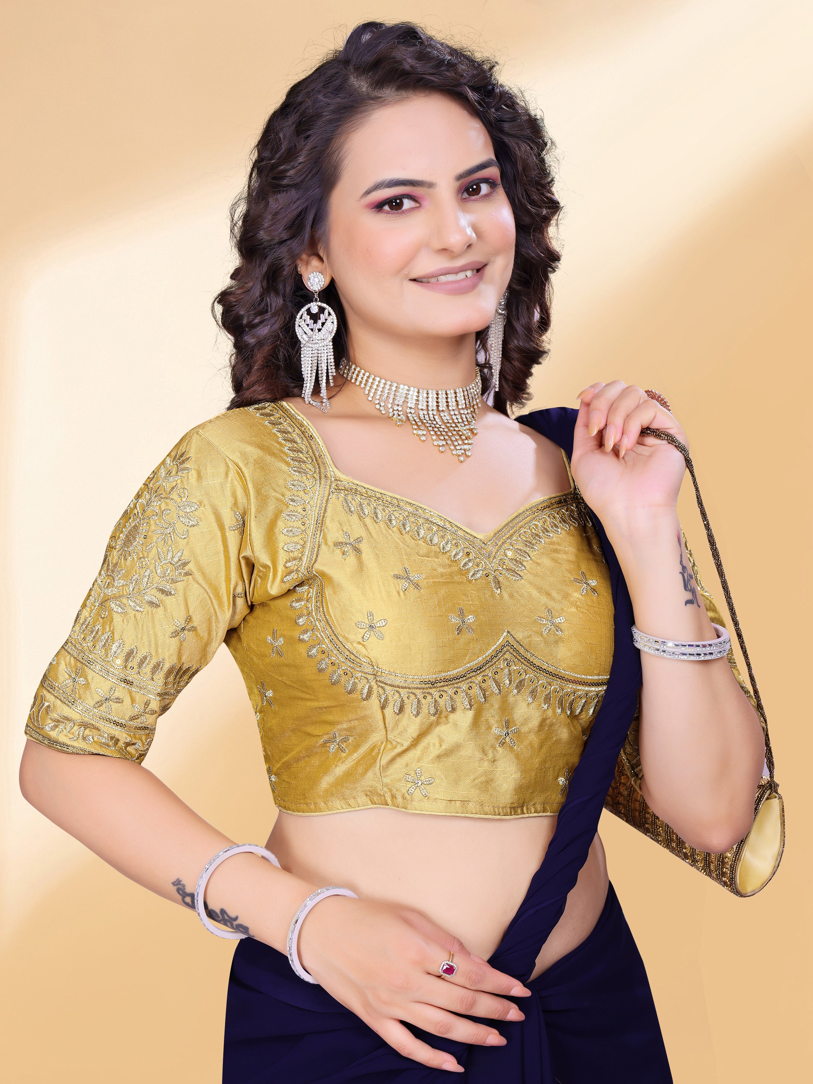 MK Women's Phantom Stitched with 3/4 Sleeve (Half Sleeves) with Hook for Casual Party & Festive Wedding for Women's & Ladies Pack of 1.